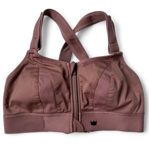 SHEFIT Ultimate Sports Bra Size Medium Mauve Front Zip Adjustable High Impact